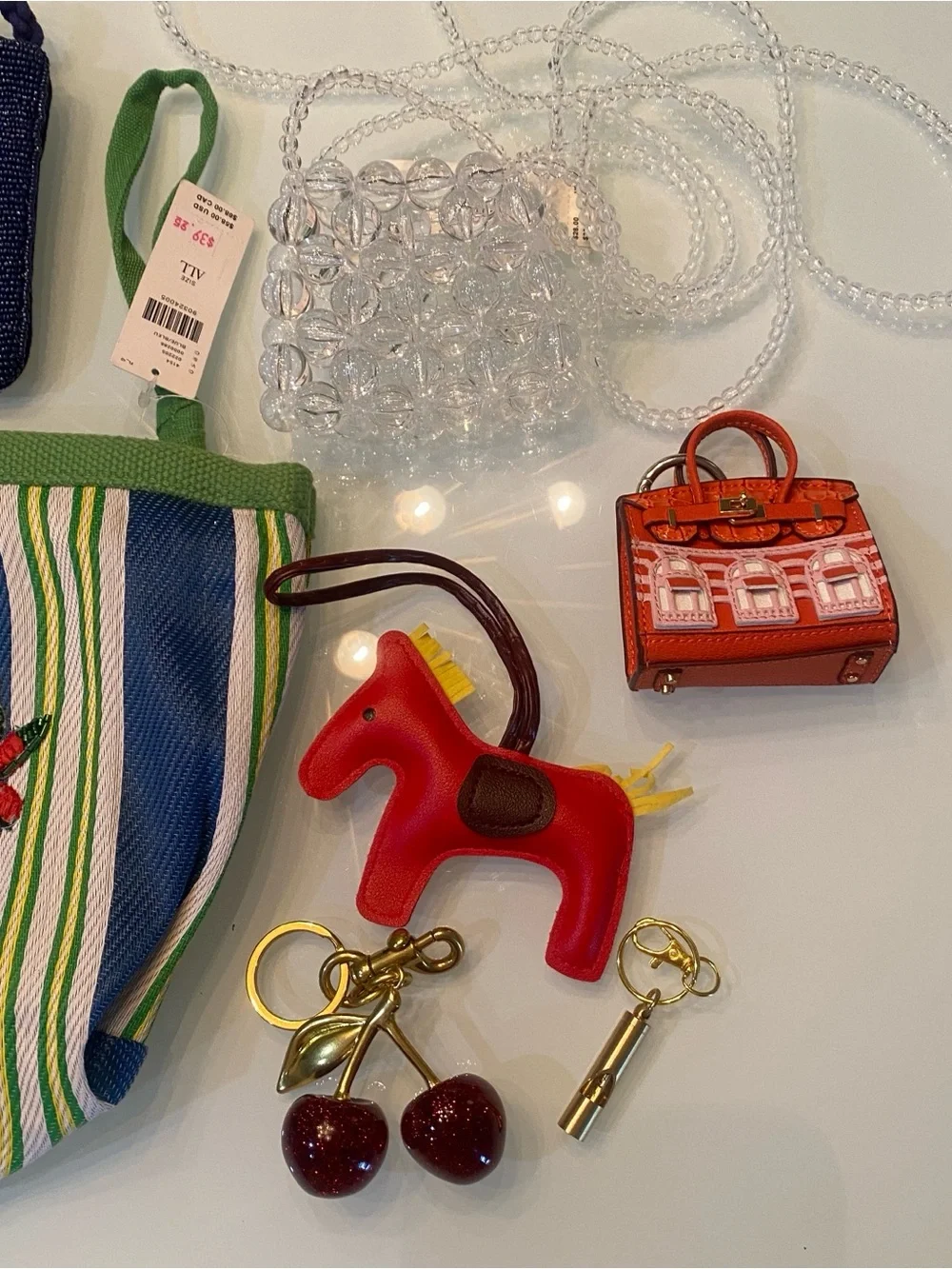 Whimsical Novelty Accessories Bundle - Beaded Pouches, Crab Tote & Bag Charms